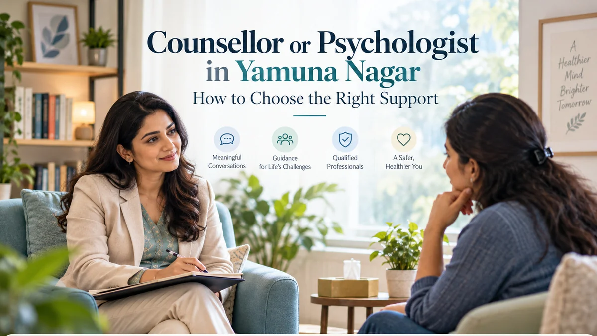 Counsellor speaking with a woman about choosing mental health support in Yamuna Nagar